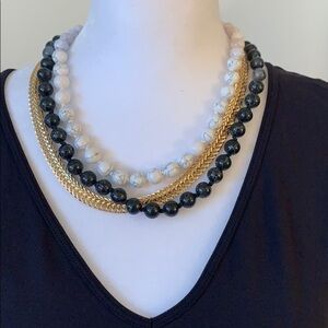 Kate Landry Multistrand Gold & Marble Beaded Necklace- NWT